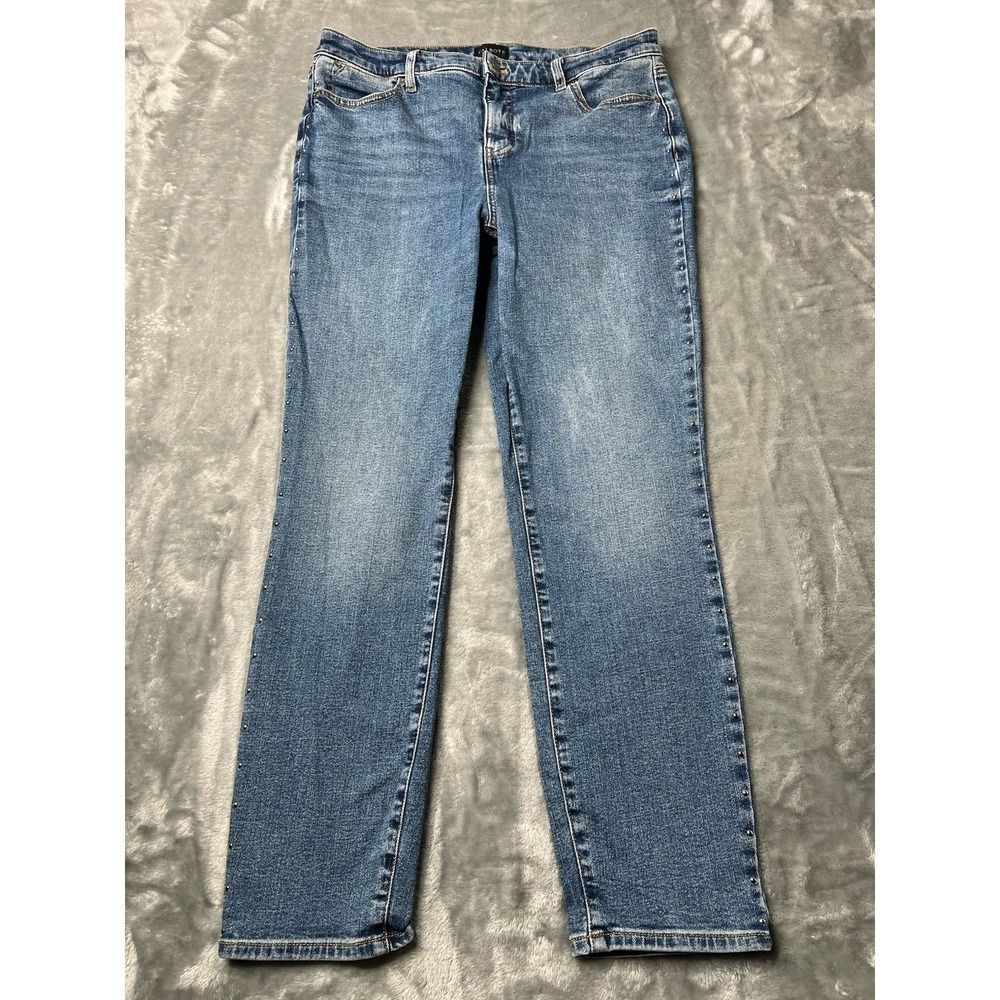 Talbots Jeans Women Size 10 Slim Ankle Blue Inseam 27.5 Studded Straight Fit